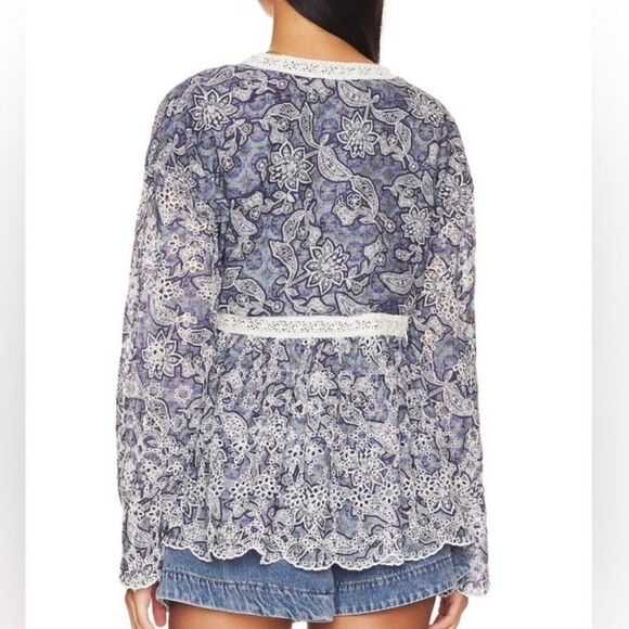 FREE PEOPLE Anissa Bed Jacket Blue Women’s Size Small - Picture 3 of 11